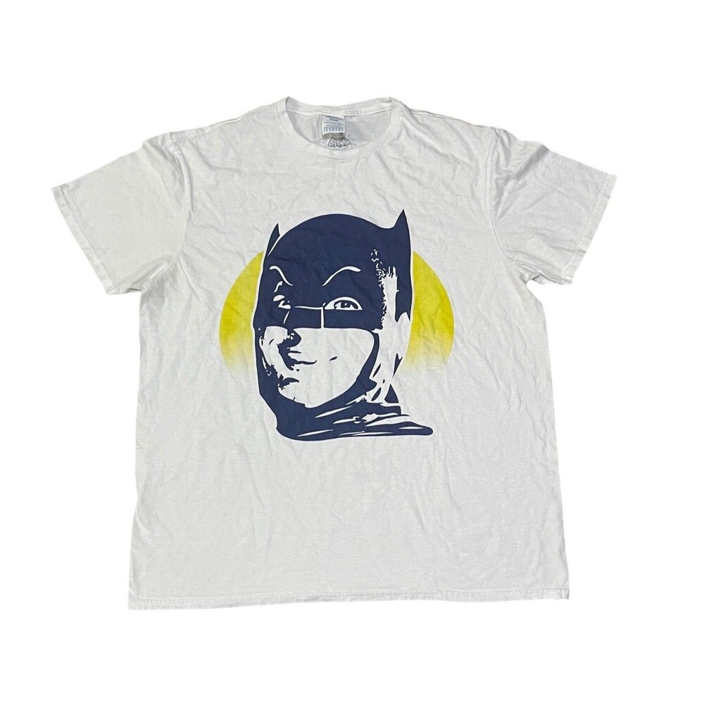 Men’s L White T Shirt Adam West Batman Retro Graphic Print